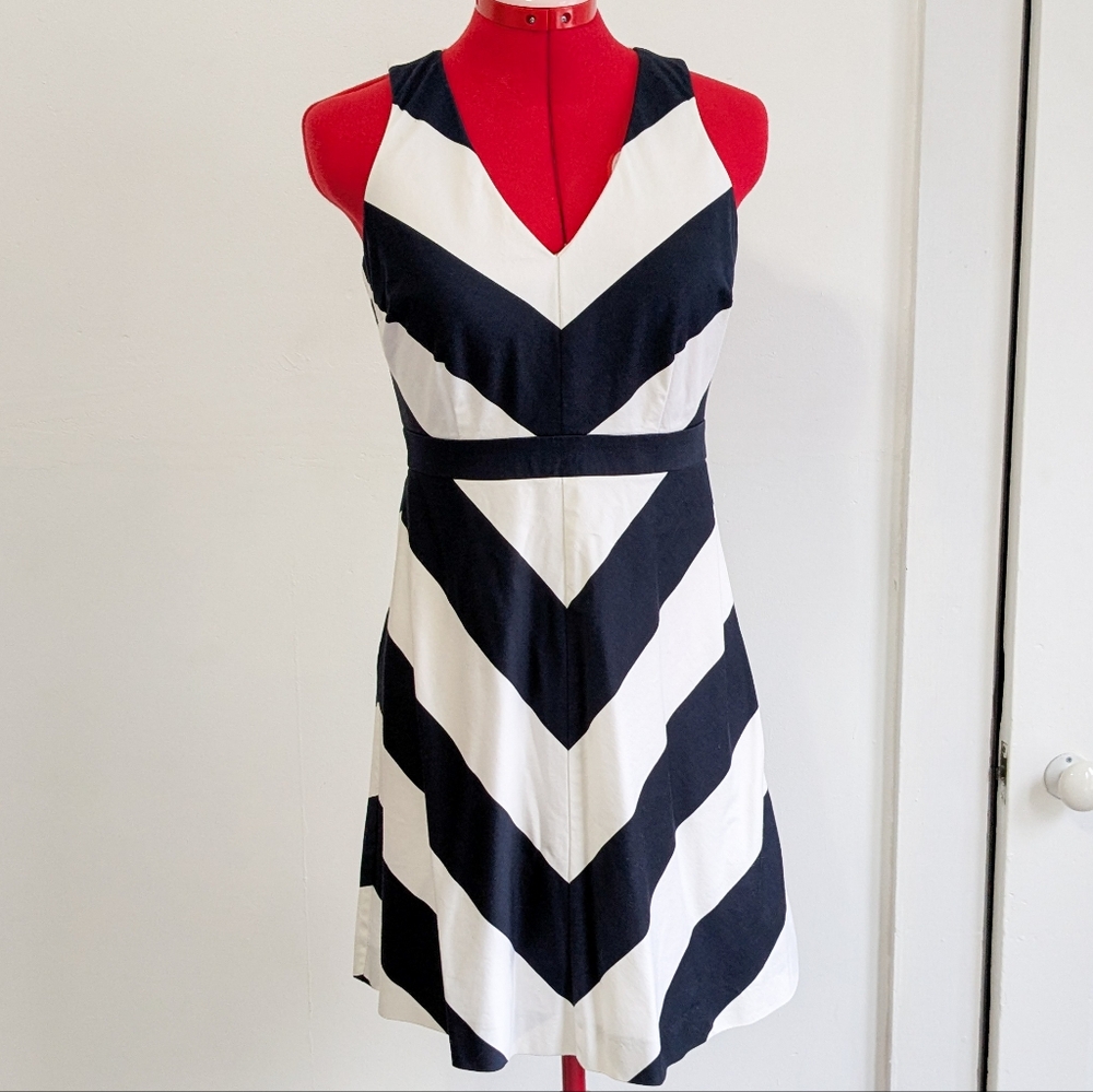 Summer Navy & White Striped Knee Length Dress